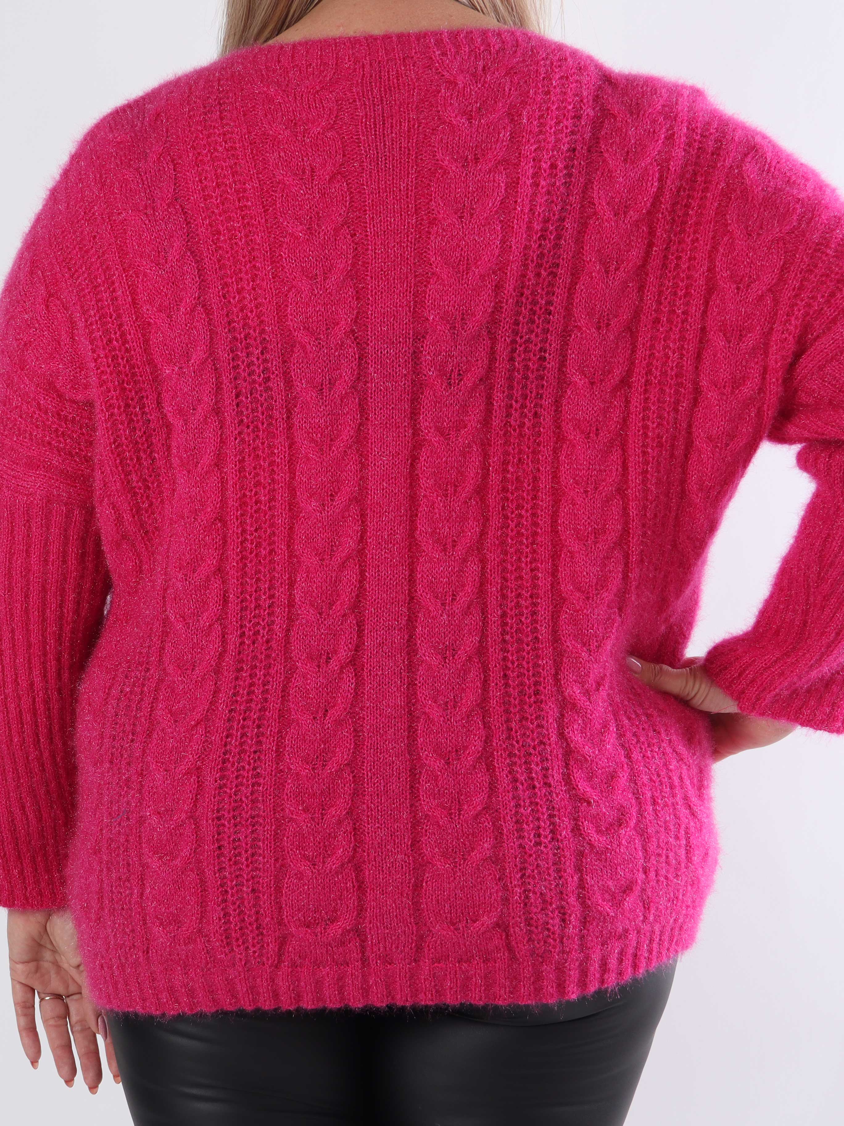 Johanna - Plus size stickad blus i glansig trikå